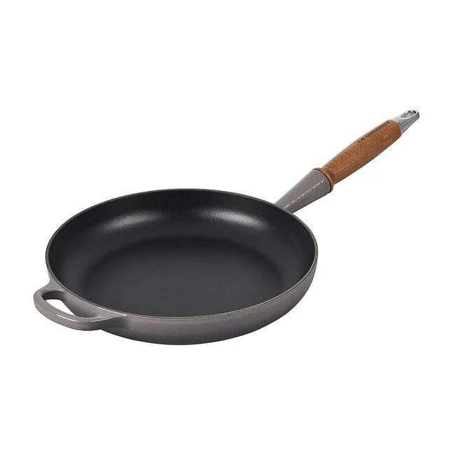 Le Creuset 10 1/4" Signature Round Enameled Cast Iron Alphine Wood Handle Fry Pan - Oyster