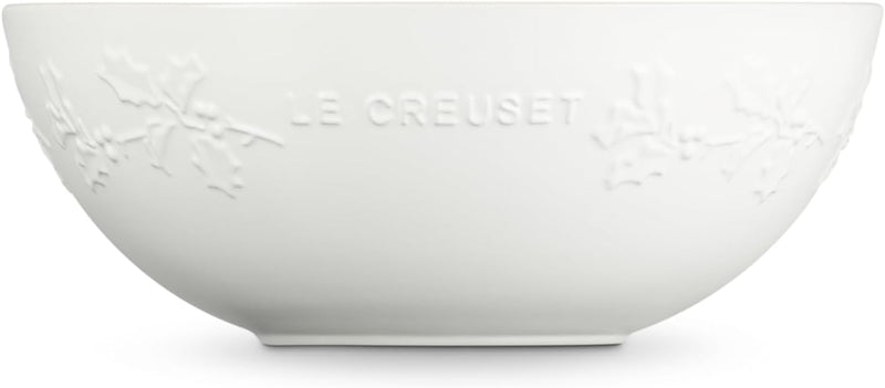 Le Creuset 4 Qt. Stoneware Holly Embossed Multi Bowl - White