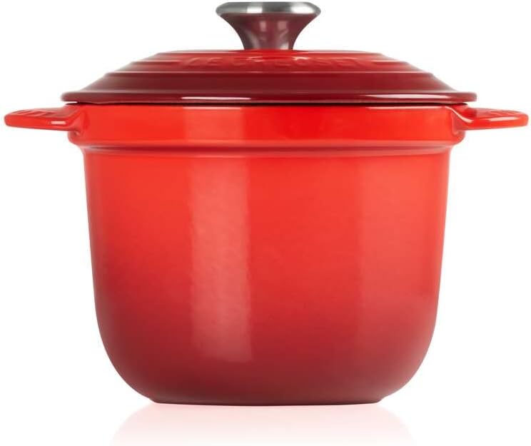 Le Creuset 2 1/4 Qt. Rice Pot w/Stainless Steel Knob & Stoneware Insert - Cerise