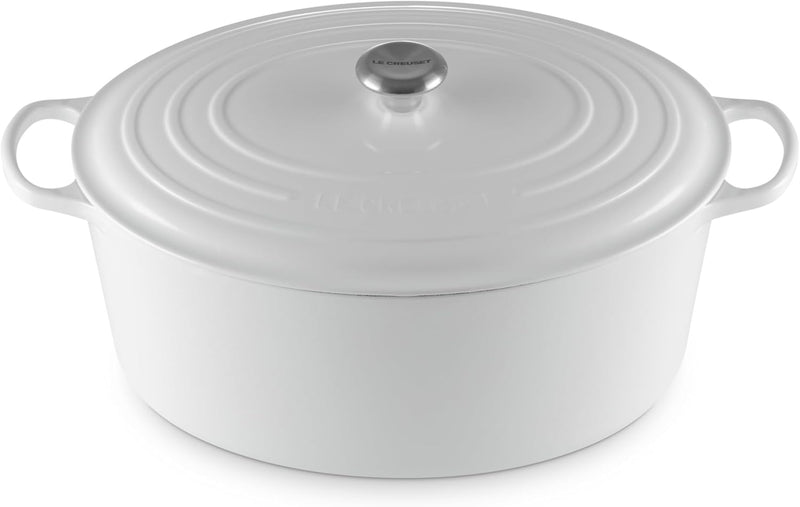 Le Creuset 15 1/2 Qt. Signature Oval Dutch Oven w/Stainless Steel Knob - White