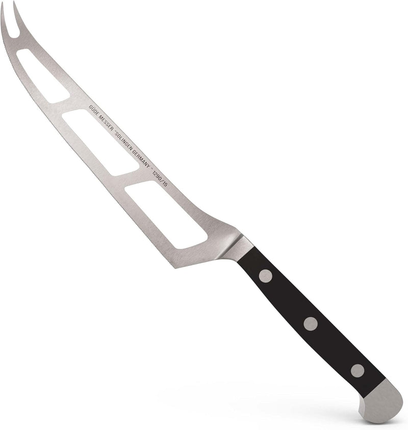 Güde Alpha Series - 6" Forged Double Bolster Cheese Knife, Black Hostaform Handle