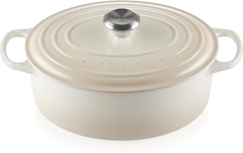 Le Creuset 5 Qt. Signature Oval Dutch Oven w/Stainless Steel Knob - Meringue- Personalized Engraving Available