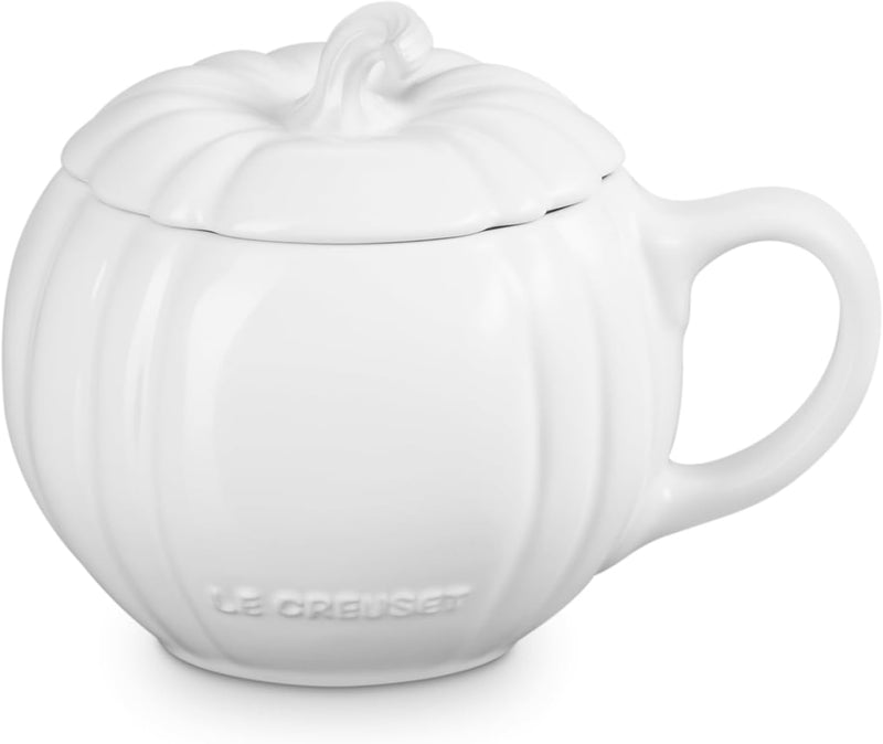 Le Creuset 14 oz. Pumpkin Mug w/Lid - White