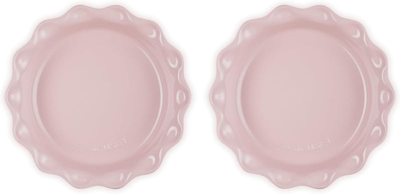 Le Creuset Set of 2 - 9" Heritage Fluted Pie Dish - Chiffon Pink