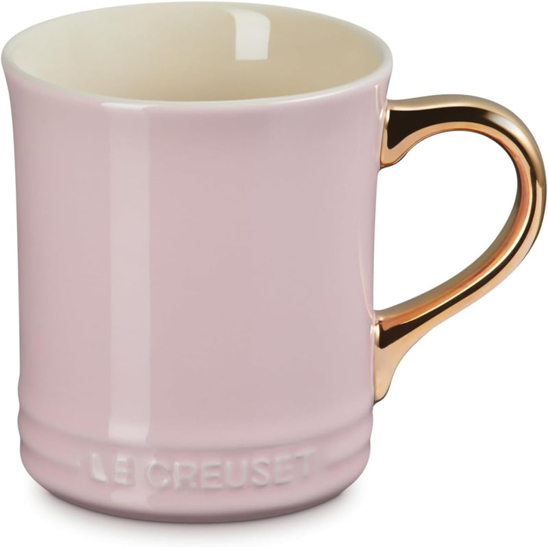 Le Creuset 14 oz. Vancouver Mug w/Gold Metallic Handle - Chiffon Pink