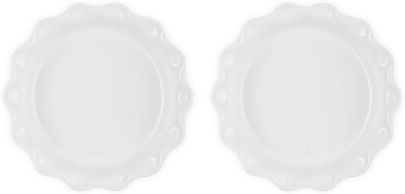 Le Creuset Set of 2 - 9" Heritage Fluted Pie Dish - White