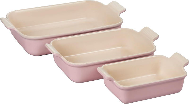 Le Creuset Set of 3 Heritage Rectangular Dishes - Chiffon Pink