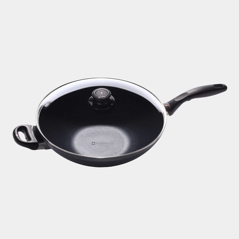 Swiss Diamond - 11.8" Induction Wok w/Rack & Glass Lid