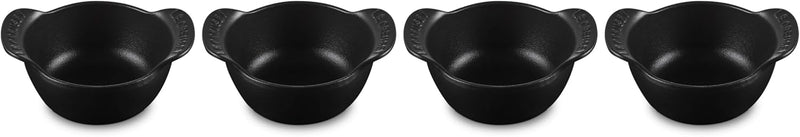 Le Creuset Set of 4 - 1/3 Qt. Mini Round Cocotte - Gourmand Collection - Matte Black