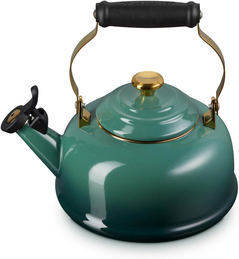 Le Creuset 1 7/10 Qt. Whistling Kettle w/Signature Gold Knob & Accents - Artichaut