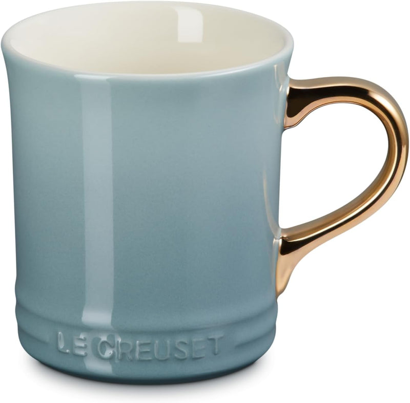 Le Creuset 14 oz. Vancouver Mug w/Gold Metallic Handle - Sea Salt