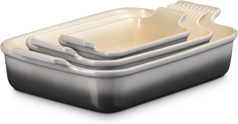 Le Creuset Set of 3  Heritage Rectangular Dishes - Oyster