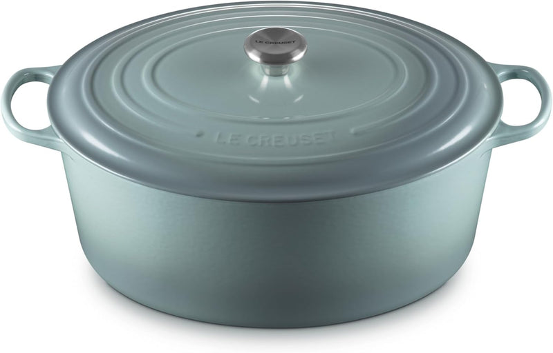 Le Creuset 15 1/2 Qt. Signature Oval Dutch Oven w/Stainless Steel Knob - Sea Salt