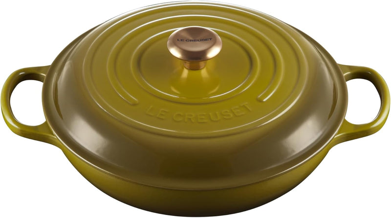 Le Creuset 3 1/2 Qt. Signature Braiser w/Gold Knob - Olive