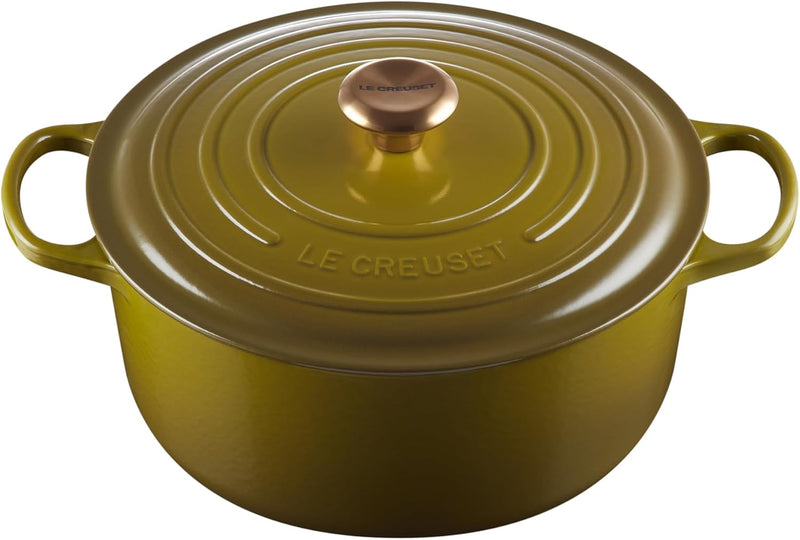 Le Creuset 7 1/4 Qt. Signature Round Dutch Oven w/Gold Knob - Olive