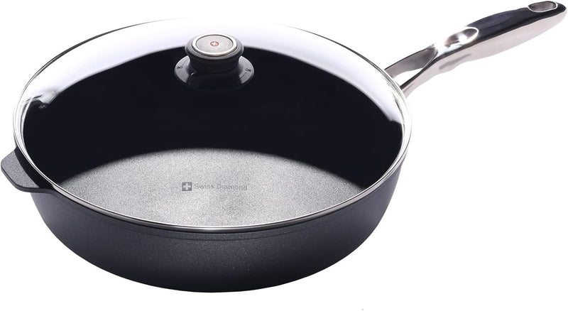 Swiss Diamond - 12.5" Induction Sauté w/Stainless Steel Handle & Glass Lid