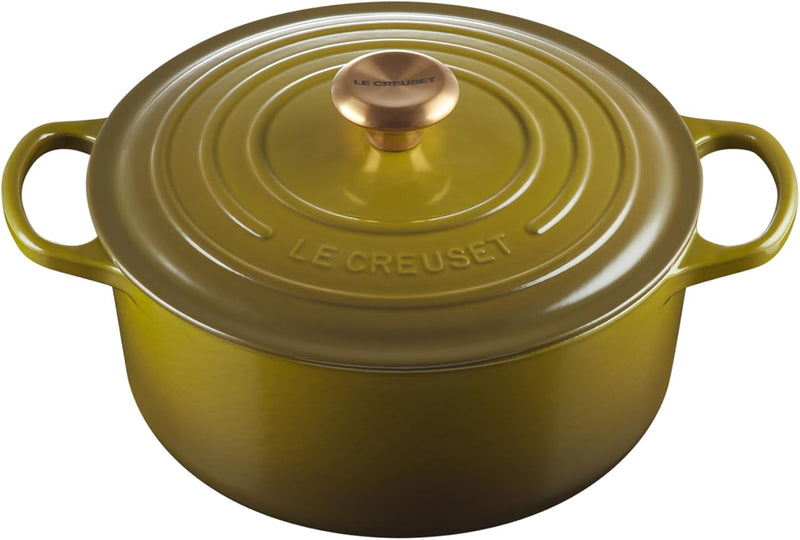 Le Creuset 5 1/2 Qt. Signature Round Dutch Oven w/Gold Knob - Olive