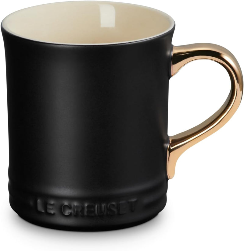 Le Creuset 14 oz. Vancouver Mug w/Gold Metallic Handle - Licorice