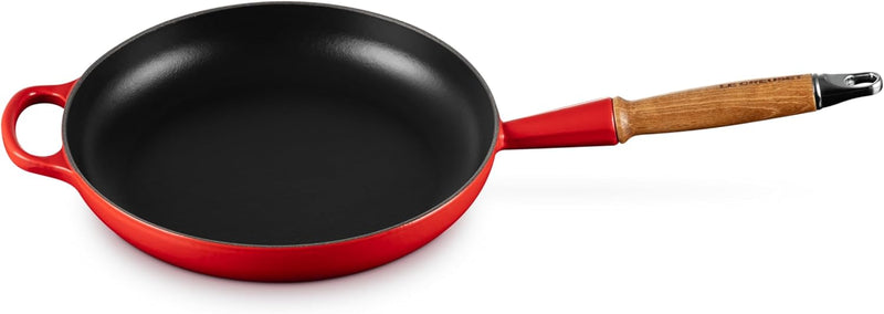 Le Creuset 10 1/4" Signature Round Enameled Cast Iron Alphine Wood Handle Fry Pan - Cerise