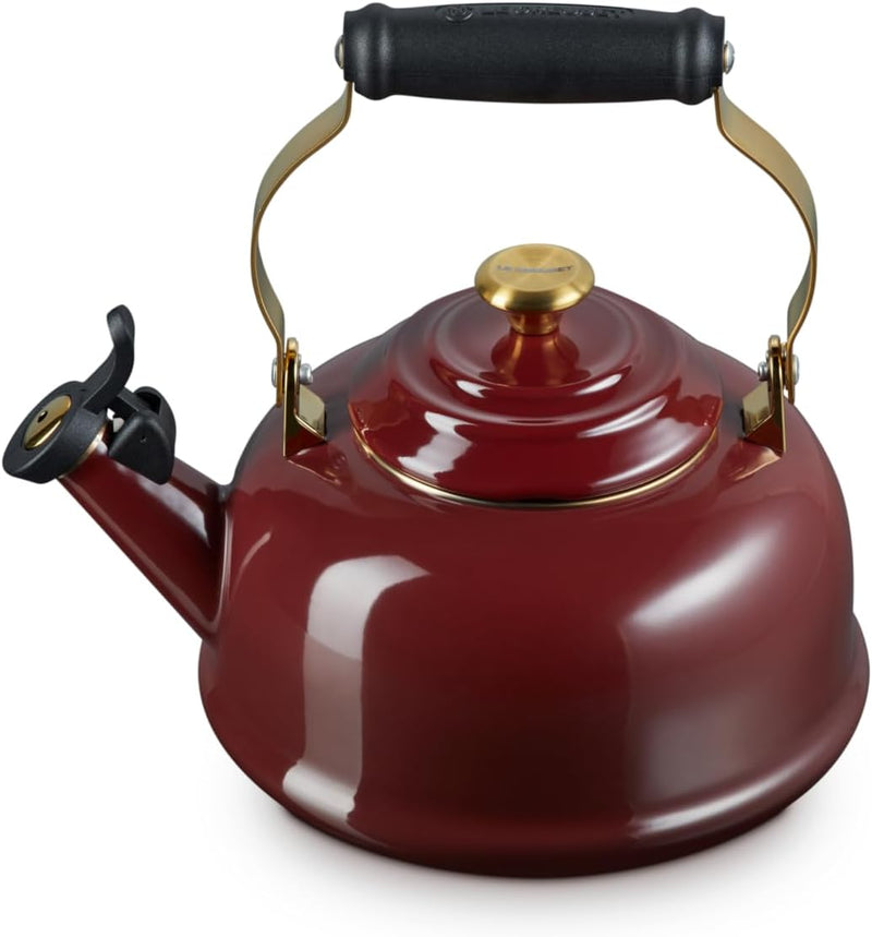 Le Creuset 1 7/10 Qt. Whistling Kettle w/Signature Gold Knob & Accents - Rhone