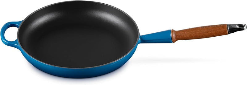 Le Creuset 10 1/4" Signature Round Enameled Cast Iron Alphine Wood Handle Fry Pan - Marseille