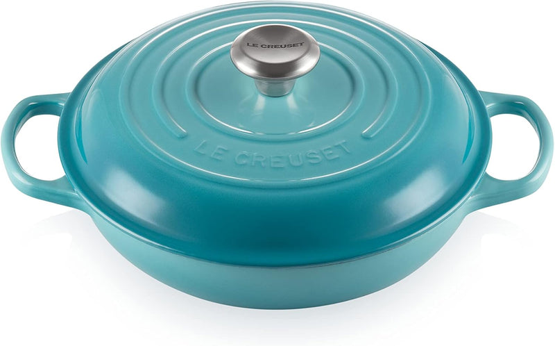 Le Creuset 2 1/4 Qt. Signature Braiser w/Stainless Steel Knob - Caribbean- Personalized Engraving Available