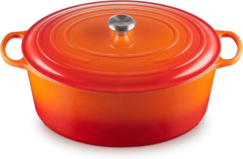 Le Creuset 15 1/2 Qt. Signature Oval Dutch Oven w/Stainless Steel Knob - Flame