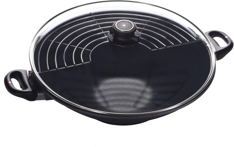 Swiss Diamond - 14" Induction Wok w/Rack & Glass Lid