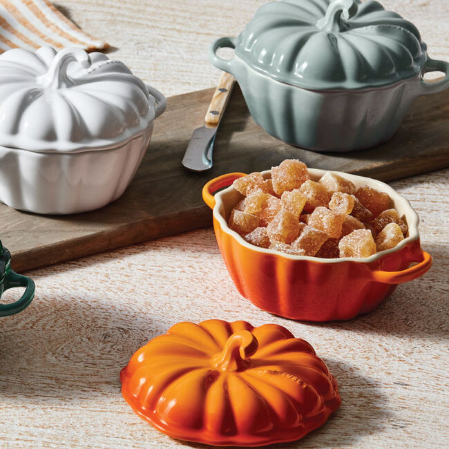 Le Creuset 12 oz. Stoneware Figural Pumpkin Petite Cocotte - Persimmon