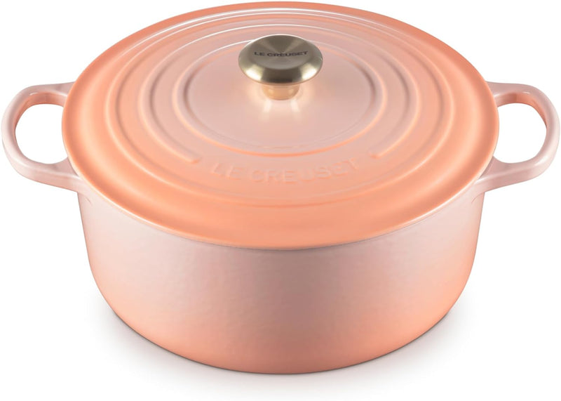 Le Creuset 5 1/2 Qt. Signature Round Dutch Oven w/Gold Knob - Peche